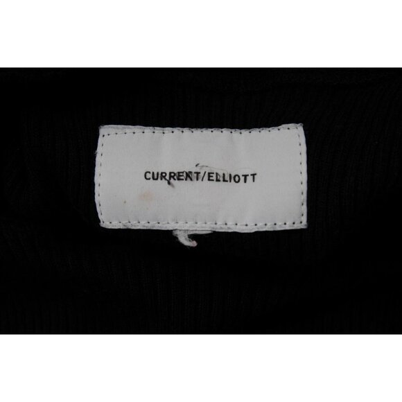 Current/Elliott Womens Ribbed Sweater Medium Navy Black Cotton Long Sleeve - Picture 11 of 12